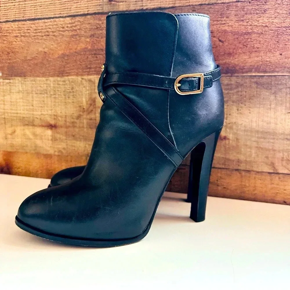 Tory Burch Dorese Leather Ankle Heeled Boots
